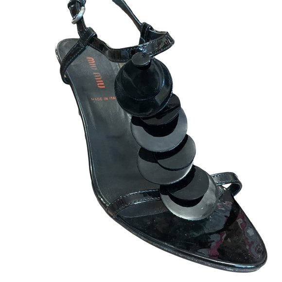 Miu Miu Black Patent Strappy Sandals Size 36 - Picture 2 of 9